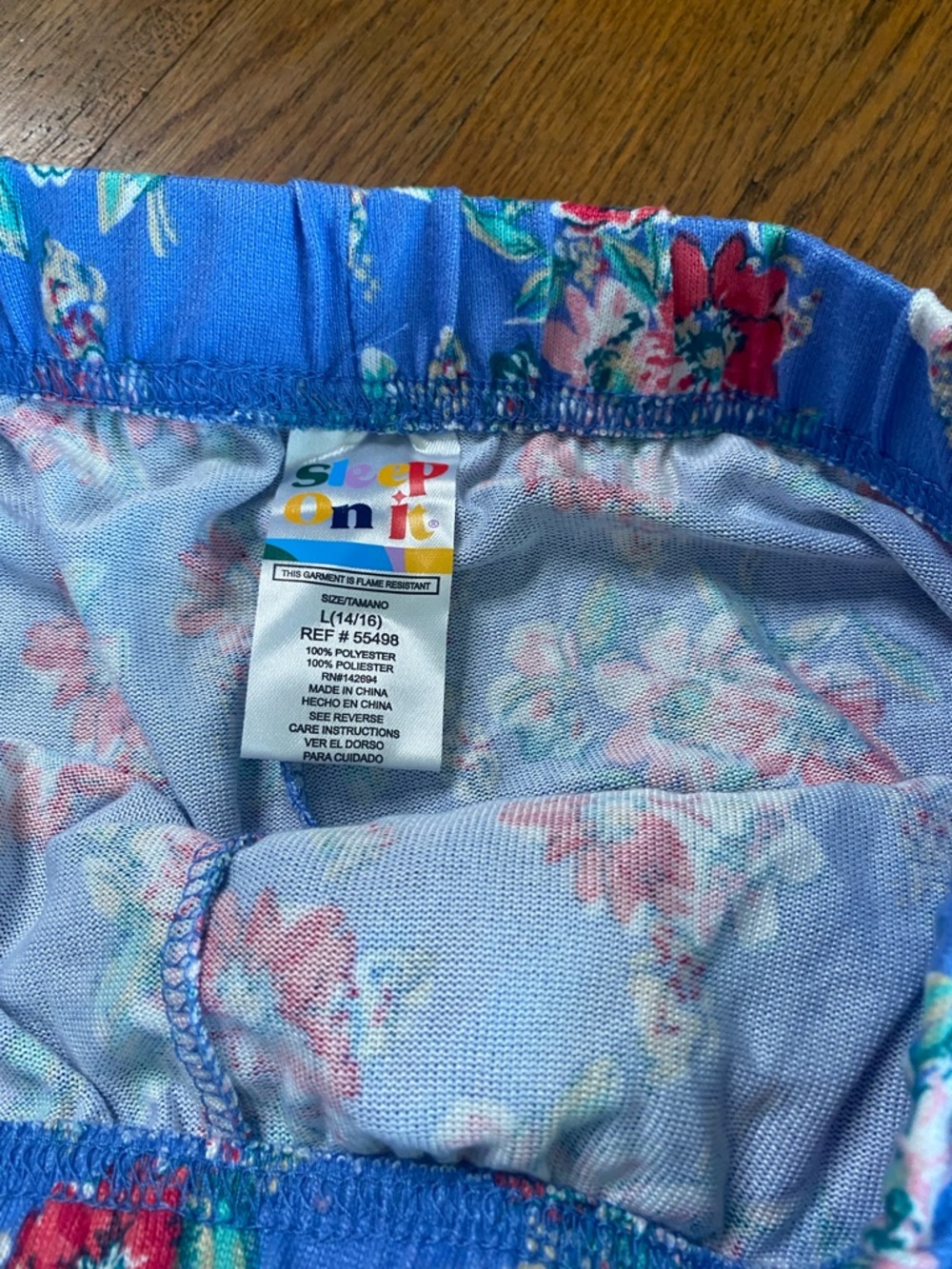 Sleep On It Girls Blue Floral Pajama Set Size L 14/16 - Picture 7 of 7
